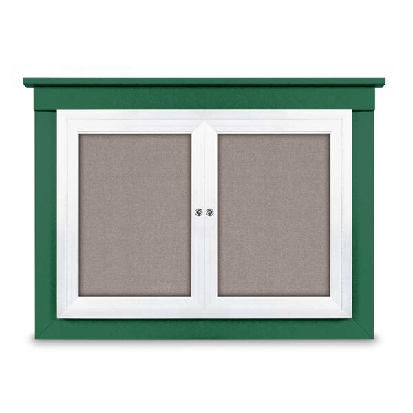60"x36" 2-Door Enclosed Outdoor Letterboard, Hdr, Green Felt/Satin
